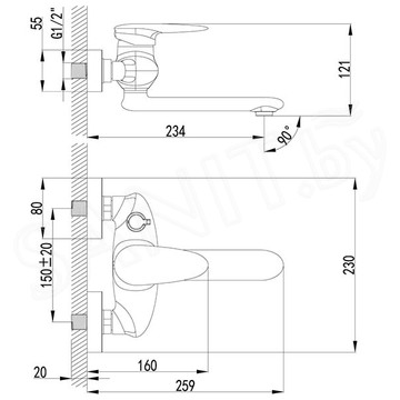 Смеситель для ванны Lemark Status LM4414C