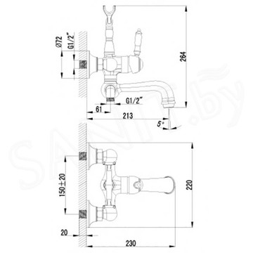 Смеситель для ванны Lemark Villa LM4812C