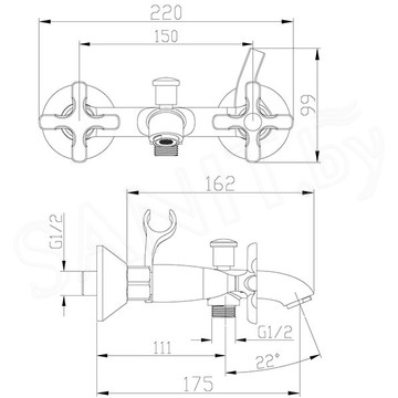 Смеситель для ванны Lemark Duetto LM5712C