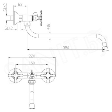 Смеситель для ванны Lemark Duetto LM5751C