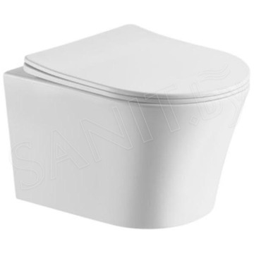 Подвесной унитаз CeramaLux 2619E безободковый (с крышкой SoftClose)