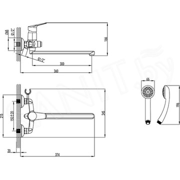 Смеситель для ванны Lemark Partner LM6557C