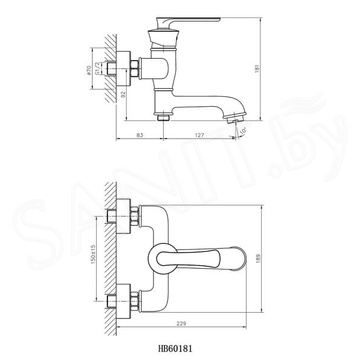 Смеситель для ванны Haiba HB60181