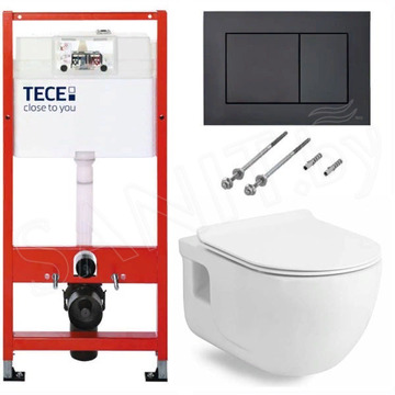 Система инсталляции для унитаза TECEbase kit 9400407 (9400414) c кнопкой и унитазом Sanovit Lucco Brilla Rim Art