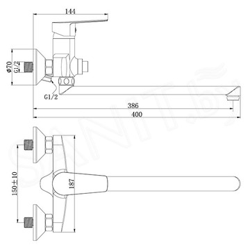 Смеситель для ванны Rossinka S35-35