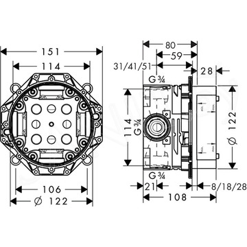 Встраиваемый механизм Hansgrohe ibox universal 01800180