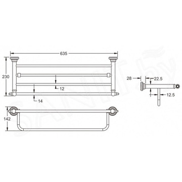 Полка для полотенец с держателем Rose RG1108Q