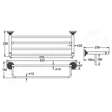 Полка для полотенец с держателем Rose RG1408Q