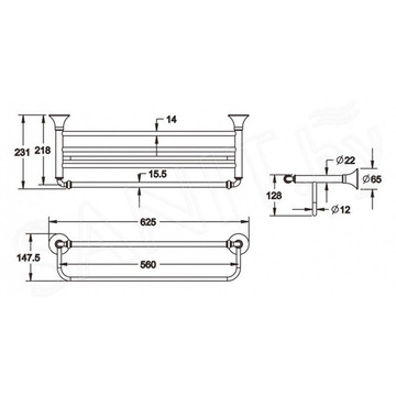 Полка для полотенец с держателем Rose RG1208