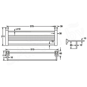 Полка для полотенец с держателем Rose RG1608H