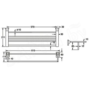 Полка для полотенец с держателем Rose RG1608