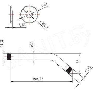 Кронштейн для верхнего душа Lemark LM8031C