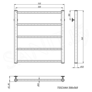 Полотенцесушитель Stinox Toscana нижнее подключение золото