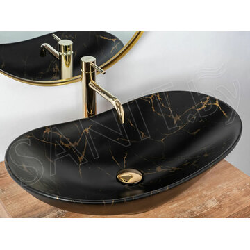 Умывальник Rea Royal Marble Black Matt