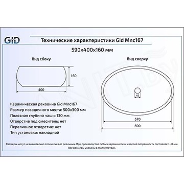 Умывальник Gid Mnc167