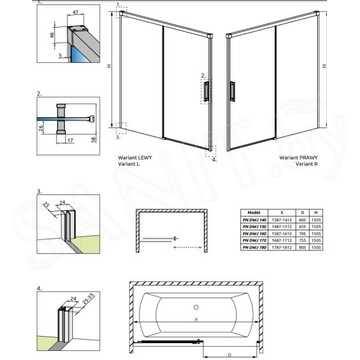 Душевая шторка на ванну Radaway Idea Black PN DWJ