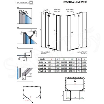 Душевая дверь Radaway Essenza New Black DWJS