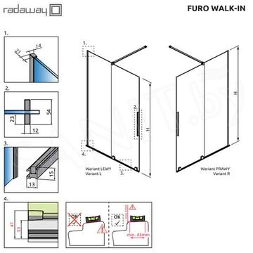 Душевая стенка Radaway Furo Gold Walk-in