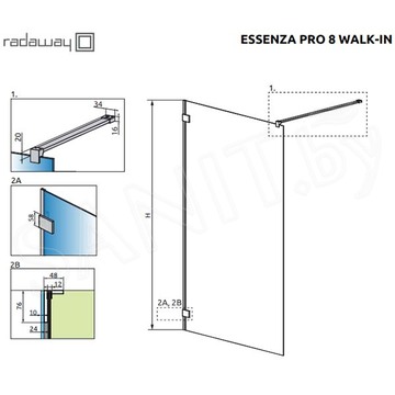 Душевая стенка Radaway Essenza Pro 8 Gold Walk-in