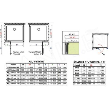 Фронтальная стенка Radaway Arta KDJ II front Wall 427