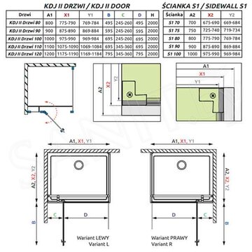 Душевой уголок Radaway Nes 8 KDJ II 90 + S1