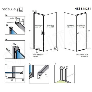 Душевой уголок Radaway Nes 8 KDJ I 80 + S1