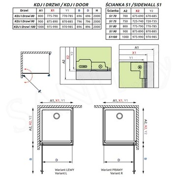 Душевой уголок Radaway Nes KDJ I Black Frame 100 + S1