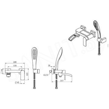 Смеситель для ванны Gappo G3248-8