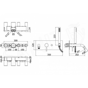 Смеситель встраиваемый Paffoni Light LIG001HG / LIG001HGSP для ванны и душа