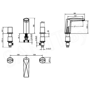 Смеситель для умывальника Boheme Venturo 150-B-ICE черный