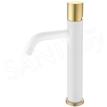 Смеситель для умывальника Boheme Stick 122-WG.2 White Touch Gold