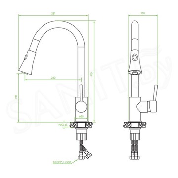 Смеситель для кухонной мойки Laveo Daru BLD_669D с выдвижным изливом