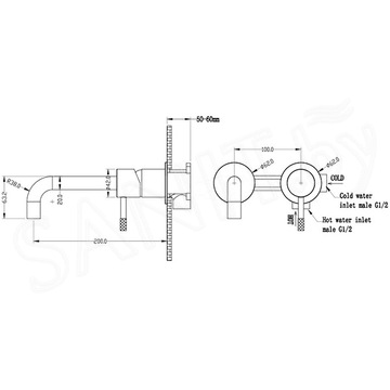 Смеситель встраиваемый Boheme Uno 465-MW Matt White для умывальника