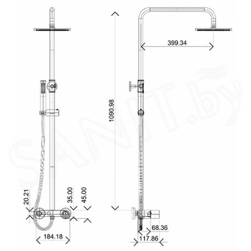 Душевая стойка Boheme Stick 128-BCR.2 Black Touch Chrome