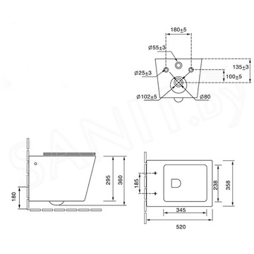 Подвесной унитаз SantiLine SL-5007MRB