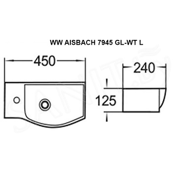 Умывальник WeltWasser WW Aisbach 7945 GL-WT L