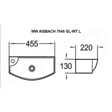 Умывальник WeltWasser WW Aisbach 7946 GL-WT L