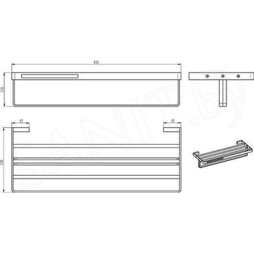 Полка для полотенец с держателем Boheme Q Black 10947-B / 10947-CR-B / 10947-G-B