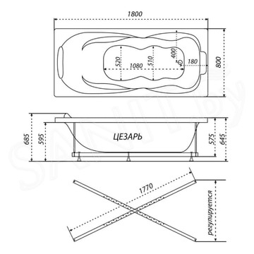 Гидромассажная ванна Triton Цезарь люкс турбо Flat