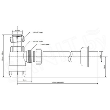 Сифон для умывальника McAlpine HC2-40 с металлическим донным клапаном c переливом и гофрой