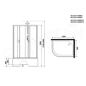 Душевая кабина Niagara Classic NG-2310-14BKTG