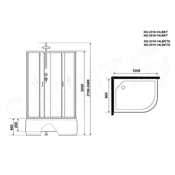 Душевая кабина Niagara Classic NG-2510-14BKTG