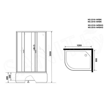 Душевая кабина Niagara Classic NG-2510-14BKG