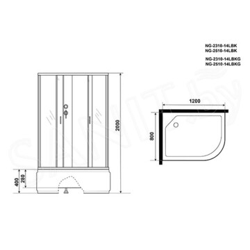 Душевая кабина Niagara Classic NG-2510-14BKG