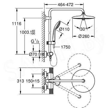 Душевая стойка Grohe Euphoria 260 27615002 с термостатом