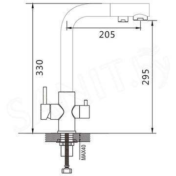 Смеситель для кухонной мойки Shevanik S328 с подключением к фильтру воды