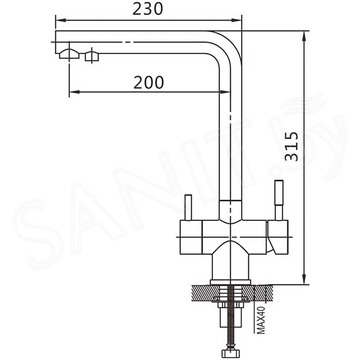 Смеситель для кухонной мойки Shevanik S468B с подключением к фильтру воды