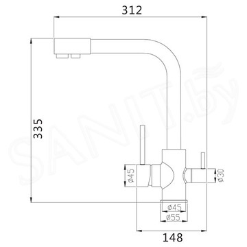 Смеситель для кухонной мойки Shevanik S868B с подключением к фильтру воды
