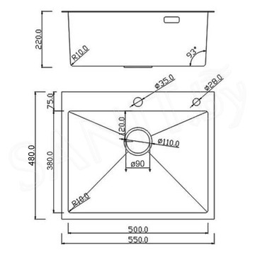 Кухонная мойка Roxen Simple 560220-55B PVD (графит) с коландером и дозатором