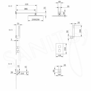 Душевая система Abber Daheim AF8250B встраиваемая с термостатом